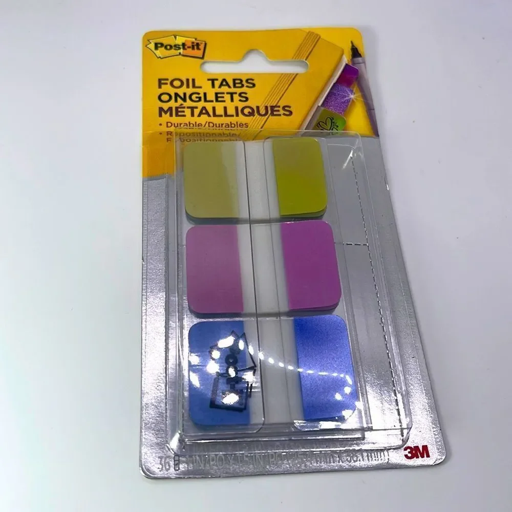 NWT Post-It Foil Tabs, Iridescent Colors, 36 Tabs/Pack